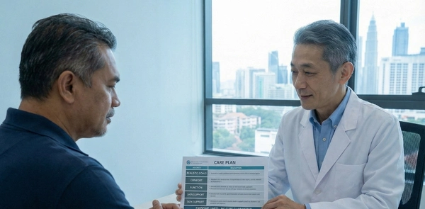 Doctor explaining realistic expectations of exosome therapy