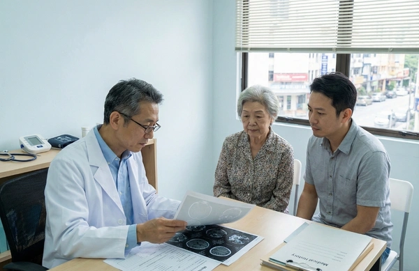 Alzheimer’s stem cell therapy candidate review with brain scans and memory assessment