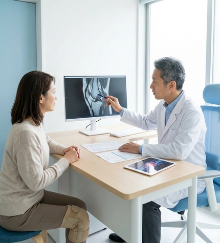 Doctor reviewing imaging before stem cell injections for joint injuries