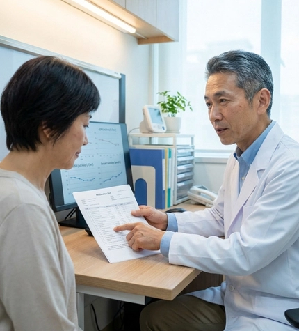 Doctor reviewing kidney health reports before wjmsc therapy for kidney disease