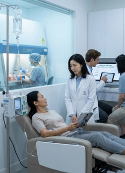 IV stem cell treatment and follow up for psoriasis symptom monitoring and skin health