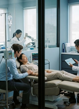 Type 2 diabetes stem cell treatment pathway including evaluation infusion and follow-up