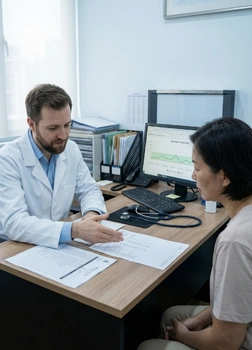 Follow-up consultation tracking glucose patterns and wellbeing after treatment