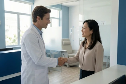 Patient meeting doctor in Kuala Lumpur clinic to discuss stem cell therapy options face to face
