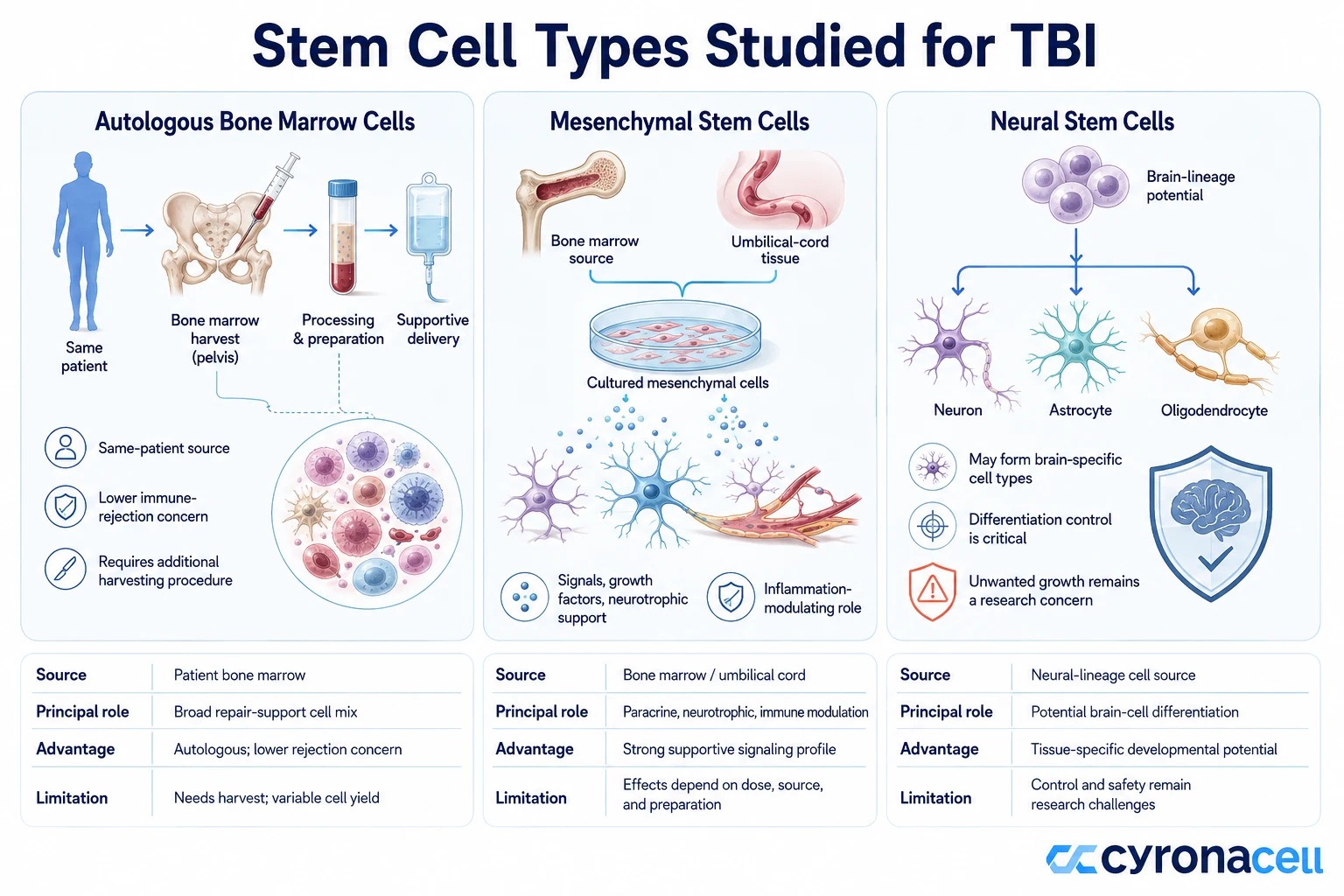 Types of Stem Cells Studied for TBI